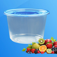Bol jetable en PP de haute qualité de 800 ml avec couvercle transparent à bord bleu, compatible micro-ondes pour nouilles, soupes, salades et emballages alimentaires