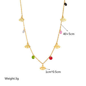 אופנה, זהב 18k מצופה זהב, שרשרת קולר עיניים שרשרות צבע ללא רשע שרשראות לנשים - Product Image 2