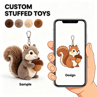 Porte-clés en peluche personnalisé avec logo, écureuil en forme de gland marron clair, animal en peluche, pendentif de sac à dos, cadeau, jouet en peluche doux et moelleux en forme d'écureuil