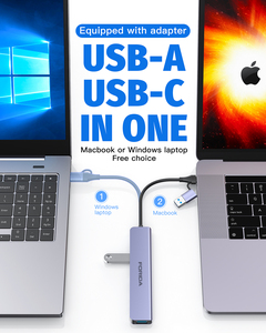 Hub USB <span class=keywords><strong>3</strong></span>.0 8-in-1 con Porte USB 2.0/<span class=keywords><strong>3</strong></span>.0, Lettore SD/TF, Audio <span class=keywords><strong>3</strong></span>.5mm, Splitter in Lega <span class=keywords><strong>di</strong></span> Alluminio per Laptop con Docking Station Type-C - Product Image 2