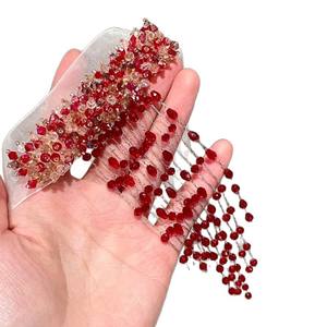 Collier ras du cou gothique rouge à pampilles perlées pour femmes, accessoire de bijoux pour fête, cosplay, costume - Product Image 2