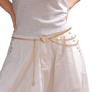 Chaîne de taille multicouche en métal avec décorations soleil et visage souriant pour femme, chaîne de corps tendance en alliage de zinc pour usage quotidien - Product Image 2