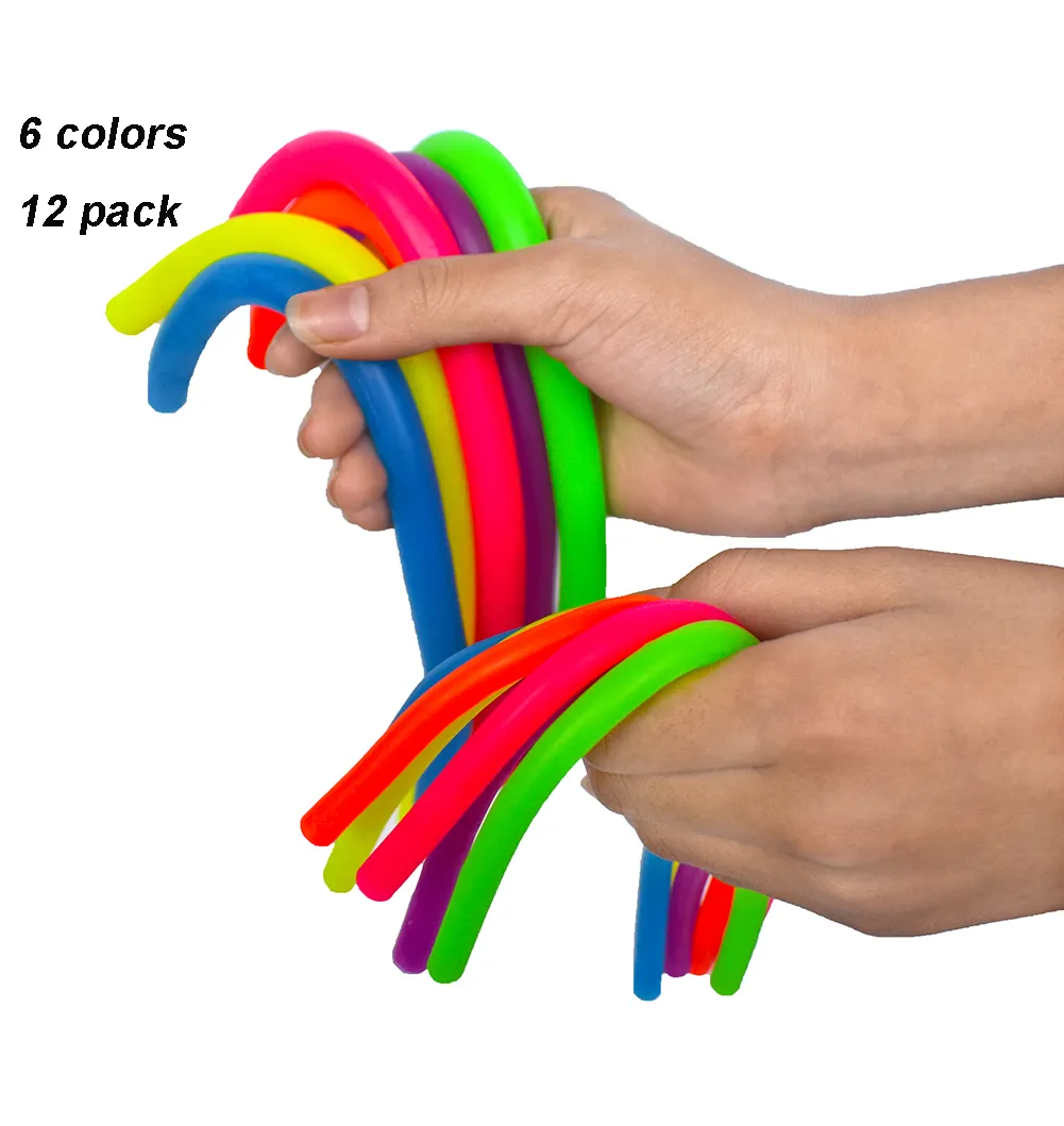 12 paket renkli sıkı String Fidget duyusal oyuncaklar ebeveynler için çocuklar stres anksiyete rahatlatıcı sınıf ev veya ofis