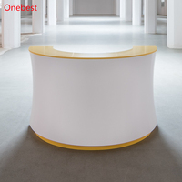 Table de réception pliable avec écran LED, comptoir moderne en bois, bureau de réception demi-rond pour la pâtisserie