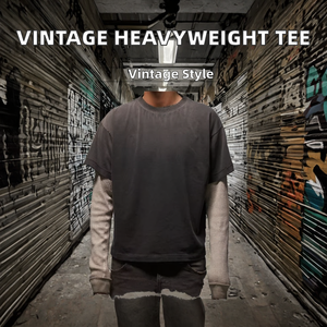 T-shirt Homme Vintage Personnalisé de Haute Qualité, Grammage Lourd, Délavé à l'Acide, Effet Usé, Coupe Boxy Courte, Écologique et Respirant - Product Image 2