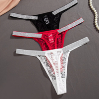 Vente en gros sans bretelles sans couture creux solide transparent respirant confortable taille basse mignon slip à paillettes string en dentelle