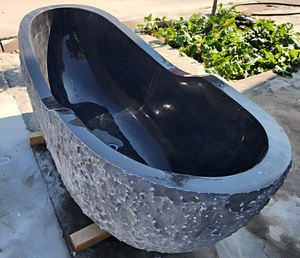 Baignoires ovales modernes sur mesure de luxe en marbre noir/jade encre exclusif – Baignoire autoportante en marbre pour salle de bain, villa, hôtel - Product Image 6