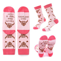 Chaussettes en coton pour hommes à motif fantaisie cheval et vache des Highlands