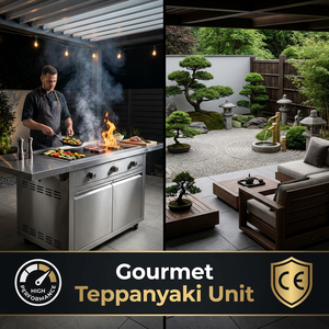 Cuisine extérieure de luxe en acier inoxydable avec barbecue à gaz 5 brûleurs et rôtissoire - Product Image 5