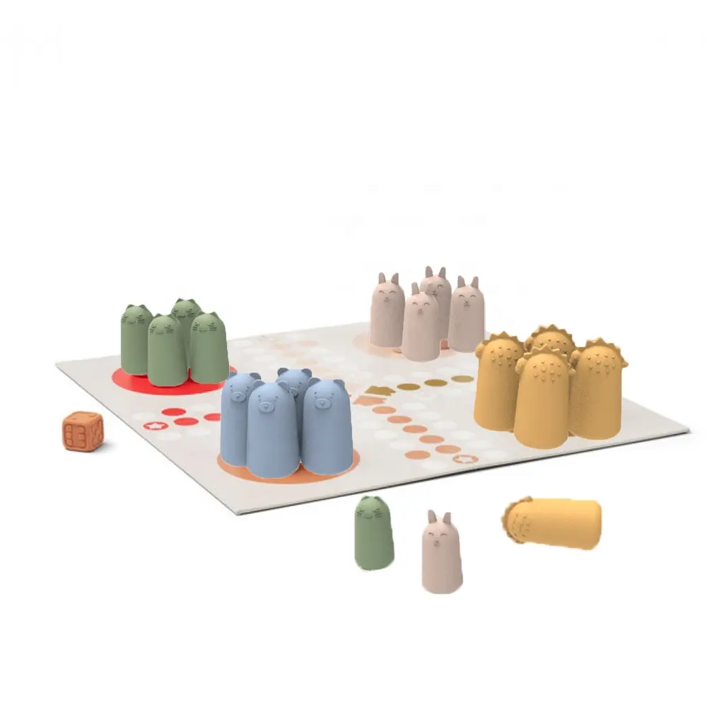 अनुकूलन जानवरों के आकार पारंपरिक बच्चों के लूडो वयस्कों शतरंज खेल बच्चों सिलिकॉन लूडो खेल सेट