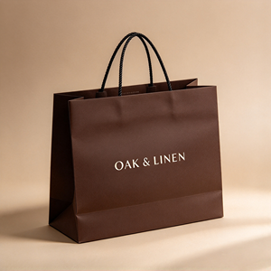 Custom low MOQ Kraft Paper Shopping <b>Bag</b> With Twisted Handles <b>Gold</b> Stamp Luxury Standard Flat <b>Bag</b> For Business And Shopping - Product Image 5