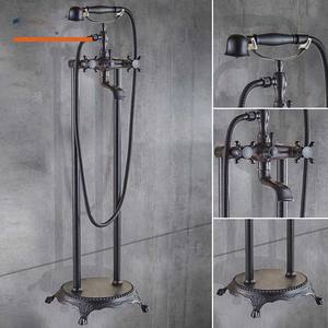 Robinet <span class=keywords><strong>de</strong></span> baignoire au sol en laiton américain avec becs séparés pour eau froide et eau chaude Robinet <span class=keywords><strong>de</strong></span> douche à trois voies avec <span class=keywords><strong>colonne</strong></span> - Product Image 2