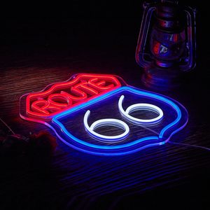 ป้ายไฟนีออน LED รูท 66 สำหรับตกแต่งภายในร้านค้า ไฟประดับผนัง ไฟบอกทางเข้า ป้ายเรืองแสง - Product Image 6