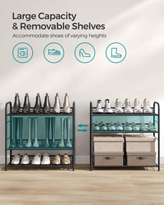 Étagère à chaussures en métal robuste à 4 niveaux, organisateur de chaussures pour entrée, étagère à chaussures en fer noir, support de rangement pour chaussures d'entrée - Product Image 2