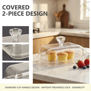 Dôme à dessert élégant en acrylique transparent PMMA avec couvercle diamanté pour le stockage de gâteaux, de pain et de <span class=keywords><strong>fromage</strong></span> - Product Image 2