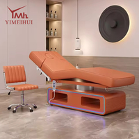 Table de massage électrique de luxe orange à 4 moteurs pour soins du visage et extensions de cils, idéale pour spa et salon