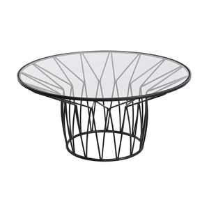 Mesa de centro de metal negro y cristal 85x85x39 - Product Image 1