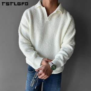 Maglione lavorato a <span class=keywords><strong>maglia</strong></span> elegante da uomo bianco con <span class=keywords><strong>scollo</strong></span> a v personalizzato in fabbrica di alta qualità - Product Image 1
