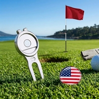 Outil de réparation de divots de golf magnétique 3-en-1 en alliage de zinc avec logo personnalisé, clip pour chapeau et marqueur de balle, durable, pour hommes et femmes, cadeau de golf
