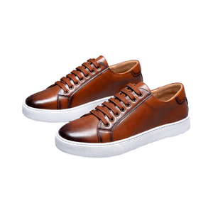 A04 Zapatillas de cuero brillante para hombre, de primera capa de piel de vaca, con cordones, para negocios, con alzas, de alta calidad, blancas, tallas 47 48, con forro de malla y plantilla de EVA - Product Image 5