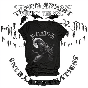 FCYOSO <span class=keywords><strong>Black</strong></span> Crow F-Caw-F Moon T-shirt in cotone con stampa grafica divertente a maniche corte, unisex, XXL, vestibilità regolare - Product Image 2