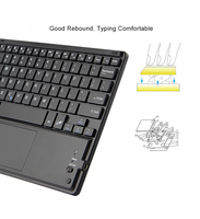 Tablet Keyboard Portabel Bluetooth, Dudukan Sentuh Nirkabel dengan Casing Kulit Ringan 7 9 10 Inci untuk iPad iPhone