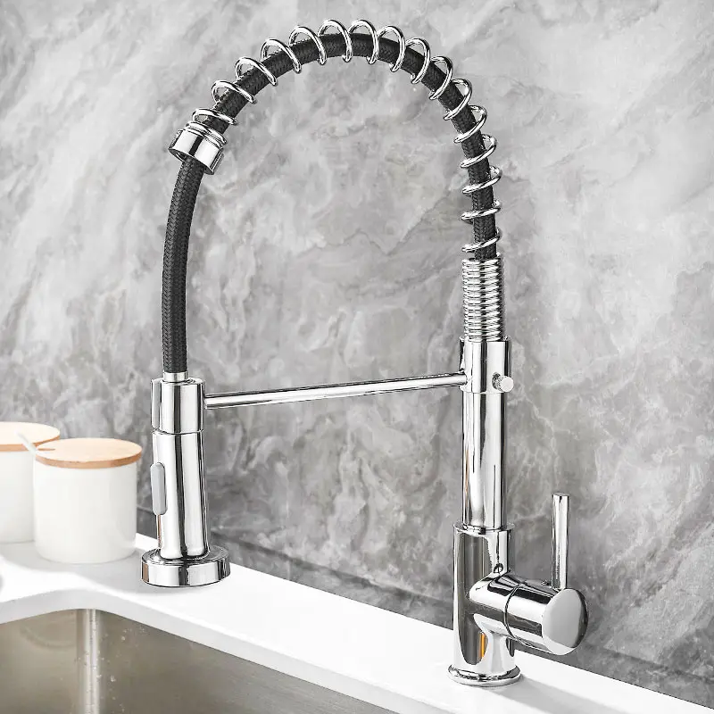 Kitchen Brass Taps Spring Pull Down Kitchen Faucet Water Taps Copper Kitchen Mixer