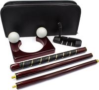 Ensemble de putters de mini-golf en bois pliables pour gauchers avec pochette en cuir pour la pratique à domicile en intérieur