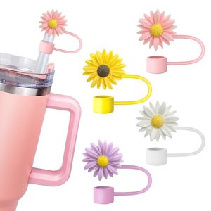 จุกปิดหลอดดูดน้ำลายดอกไม้ซิลิโคน  จุกปิดหลอดดูดน้ำแบบเรียบง่ายทันสมัย  ฝาครอบหลอดพลาสติก  ฝาครอบป้องกันหลอด - Product Image 2