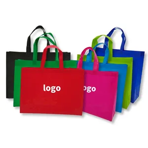 Hot Selling Promotional Black Coloured Customize Custom Logo Eco Trade Show Nonwoven Bag Non Woven Shopping Tote Bags With Logo