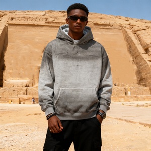 TKAN337D Custom Silk Screen Printing Men's Plus size Heavy Cotton <b>Drop</b> shoulder Anti-wrinkle Vintage <b>Acid</b> Wash Pocket Hoodie - Product Image 1