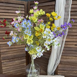 Fleurs artificielles Jinxi Cosmos en soie, faites à la main, pour mariage et décoration intérieure, blanc, rouge, jaune, bleu, violet, rose clair, violet clair - Product Image 1