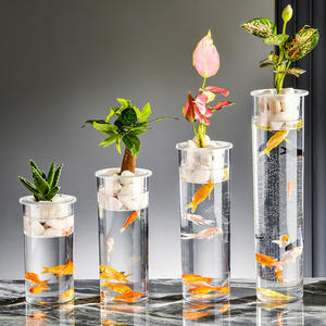 Micro-paysage en pot cylindrique, <span class=keywords><strong>aquarium</strong></span> pour poissons Betta, arrangement floral, récipient hydroponique, décoration simple pour salon - Product Image 2