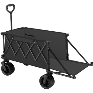 टेबल और सनछाता के साथ भारी शुल्क फोल्डेबल बीच पुल वैगन ट्रॉली को पुश रॉड के साथ पुश रॉड के साथ - Product Image 4