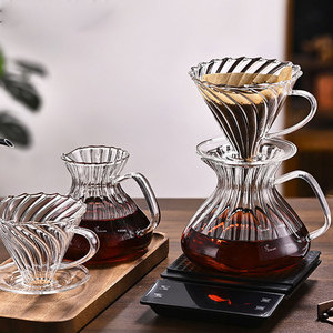Ensemble de cafetières à versement en verre borosilicate de qualité supérieure, résistantes à la chaleur, à design côtelé, adaptées aux aliments, pour la maison ou le bureau - Product Image 4