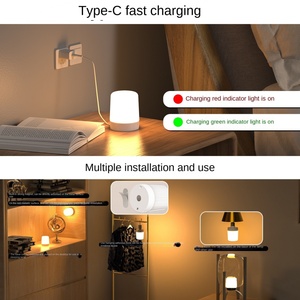 Lámpara de Pared LED con Bombilla E26, Carga USB, Control Remoto Táctil, Temporizador, Lámpara de Mesa de Noche, Fuente de Luz de Emergencia, Cuerpo de Plástico, DC E14 - Product Image 3