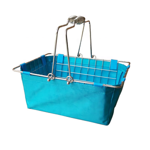 맞춤형 2 손잡이 금속 메시 와이어 바구니, 소매 화장품 및 쇼핑용 패브릭 천 수납함 - Product Image 3