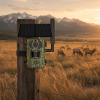 Caméra de chasse solaire camouflage 4G avec détection de mouvement PIR, vision nocturne, étanche