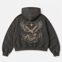 Sweat à capuche homme à épaules tombantes, coupe courte, en cachemire, zippé, avec motif graphique vintage au dos, pour l'hiver et l'été