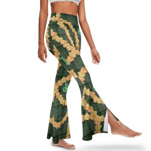 Envío de la gota Ropa Mujer Personalizado Aloha Hawaiian Mailelei Cultura Imprimir Cintura alta Flared Slit Yoga Pantalones Imprimir en la demanda - Product Image 3