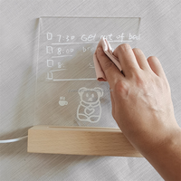 Bricolage led lumières de base 3D creatives stylo rewrit lumineux blanc LED tableau de notes acrylique rewrirable veilleuse avec message