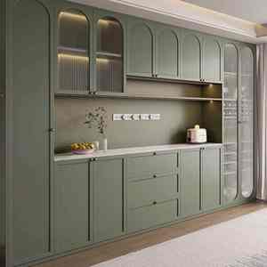 Buffet Moderne de Style Français en Bois avec Table à Vin et Rangement pour Vaisselle pour Salle à Manger et Salon pour Villas et Hôtels - Product Image 1