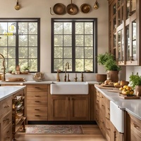 CBMmart Nouvelle conception d'armoires de cuisine Rénovations de maison Bois massif Chêne Shaker Vasque en céramique Armoires de cuisine modulaires