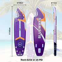 Planche à pagaie gonflable Royal Purple de 9'6'' pour adolescents, SUP junior extra large de 31'' et stable, épaisseur de 5'', planche de stand-up paddle légère