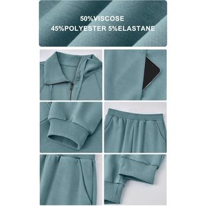 Conjunto de Sudadera y Pantalones de Chándal de 2 Piezas para Mujer, Manga Larga, Media Cremallera, Forro Polar, Casual, Transpirable, Ropa de Descanso para Primavera - Product Image 6