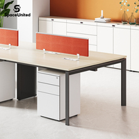 Poste de travail modulaire SpaceUnited avec écran de confidentialité, bureau ouvert pour 2 personnes avec panneau acoustique et piédestal mobile