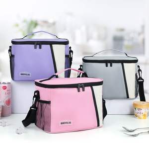 Brivilas Insulated Lunch Bag Large Capacity Portable Color Block Cooler Bag For Picnic Outdoor Use - Product Image 1