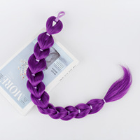 Perruque de cosplay Fujia Skpop Demon Hunters Rumi, longue queue de cheval tressée violette, extension de cheveux synthétiques résistante à la chaleur, 100g, pièce unique