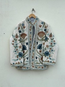 Vintage <b>Velvet</b> Suzani Waterproof <b>Jacket</b> Embroidered Ethnic Boho Floral <b>Womens</b> Traditional Handmade Statement Outerwear - Product Image 6