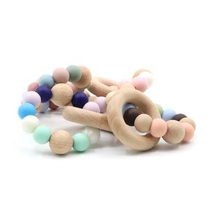 Hêtre En Bois Bébé Anneau De Dentition Silicone Bracelet de Perles En Bois De Jouet De Dentition - Product Image 2